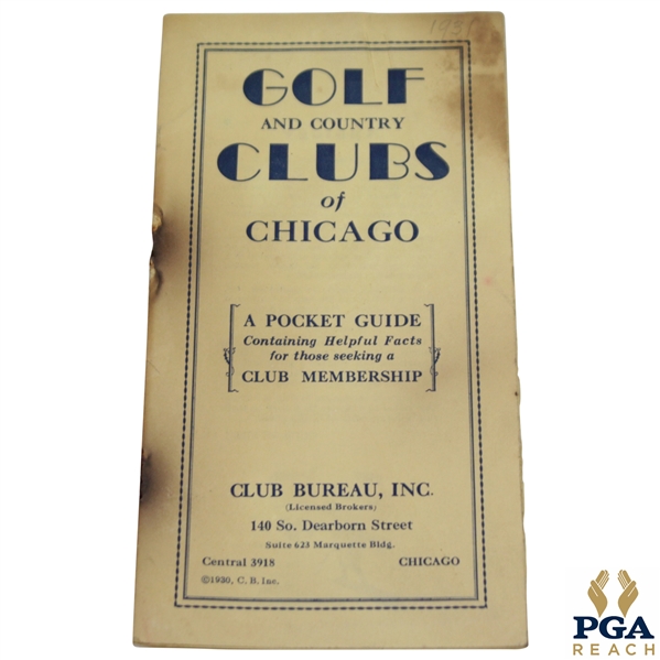 1930 Golf and Country Clubs of Chicago Pocket Guide Booklet