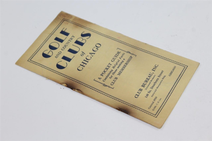 1930 'Golf and Country Clubs of Chicago' Pocket Guide Booklet