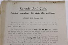 1901 Jubilee Amateur Scratch Competition at Lanark Golf Club Notice
