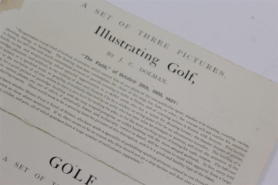 Vintage Advertisement for Three 'Golf' Prints Illustrated by J.C. Dolman with Limited Editions Info