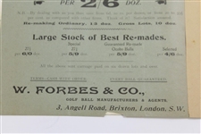 1902 W. Forbes & Co. Brixton S.W. 'The Reynard Ball' Price List Advert