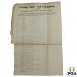 1900 "Evening Times" Golf Tournament at Elie Bracket/Pairing Sheet - Partially Filled Out
