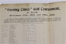 1900 Evening Times Golf Tournament at Elie Bracket/Pairing Sheet - Partially Filled Out