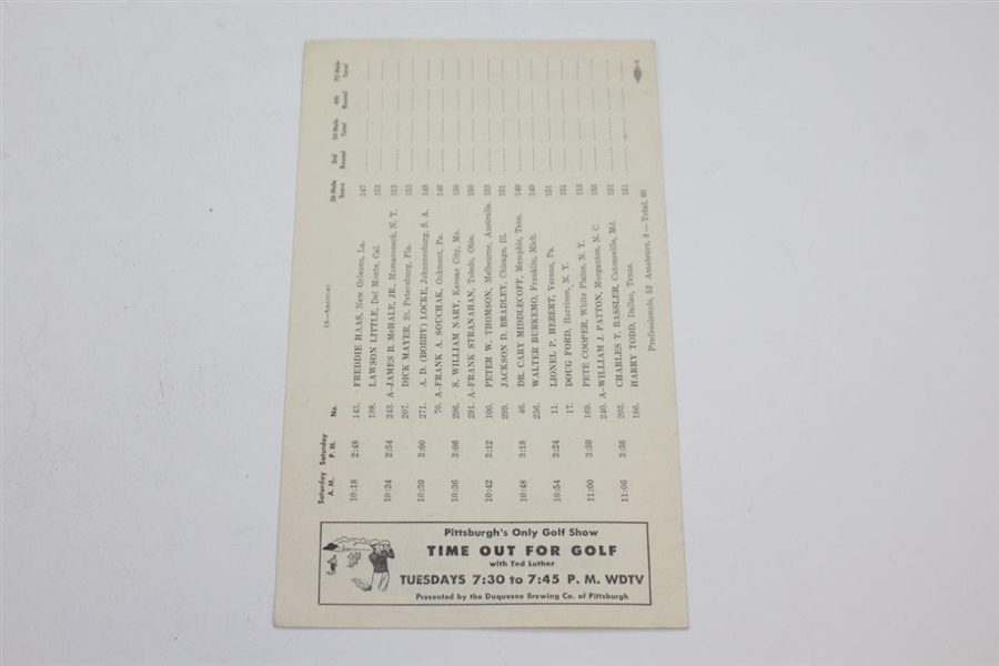 1953 US Open at Oakmont Official Saturday Groups & Starting Times - Ben Hogan Winner