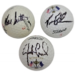 Tom Lehman, Justin Leonard, & Hal Sutton Signed 1999 Ryder Cup Logo Golf Balls JSA ALOA
