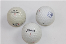 Tom Lehman, Justin Leonard, & Hal Sutton Signed 1999 Ryder Cup Logo Golf Balls JSA ALOA