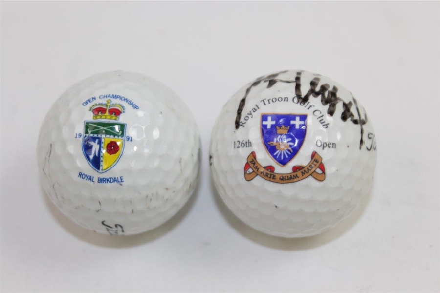 Peter Thomson & Justin Leonard Signed OPEN Championship Logo Golf Balls JSA ALOA