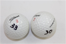 Peter Thomson & Justin Leonard Signed OPEN Championship Logo Golf Balls JSA ALOA