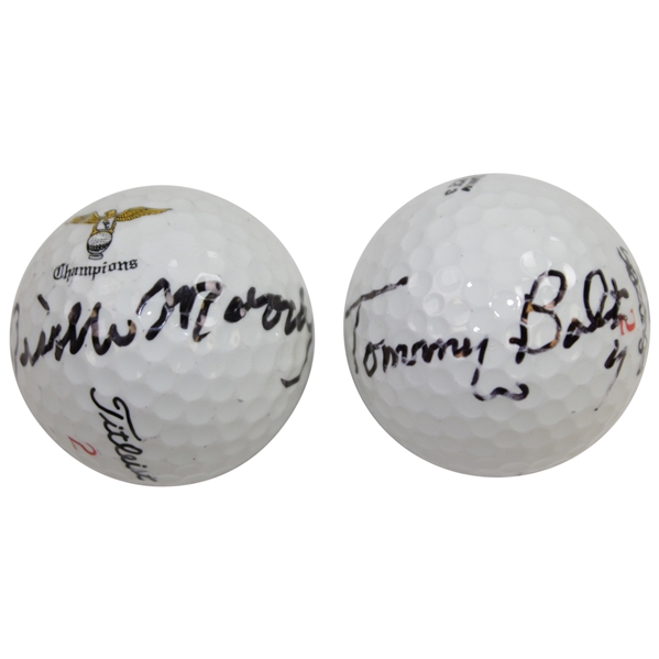 US Open Champs Tommy Bolt & Orville Moody Signed Site of Win Logo Golf Balls JSA ALOA