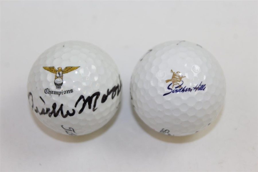 US Open Champs Tommy Bolt & Orville Moody Signed Site of Win Logo Golf Balls JSA ALOA