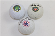 US Open Champs Kite, Pate, & Irwin Signed Site of Win Logo Golf Balls JSA ALOA