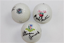 US Open Champs Andy North(x2) & Steve Jones Signed Site of Win Logo Golf Balls JSA ALOA