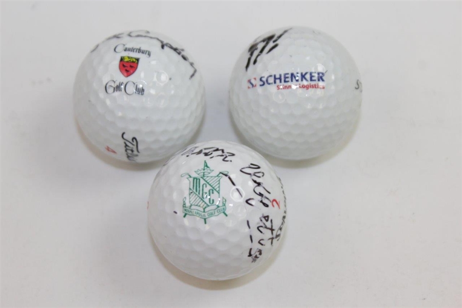 US Amateur Champs Urzetta, Campbell, & Barnes Signed Site of Win Logo Golf Balls JSA ALOA