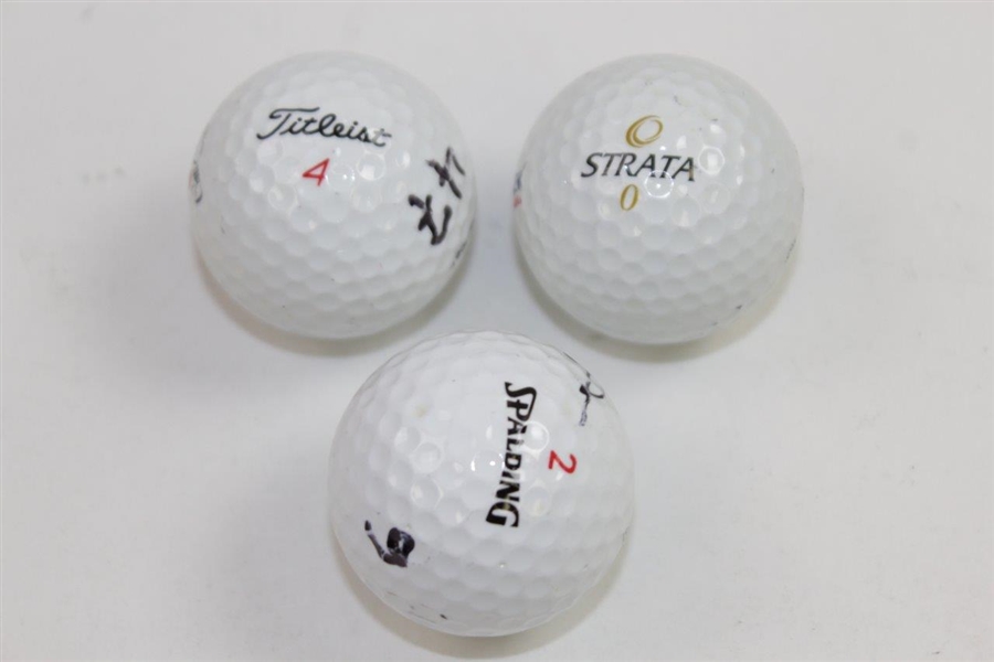 US Amateur Champs Urzetta, Campbell, & Barnes Signed Site of Win Logo Golf Balls JSA ALOA