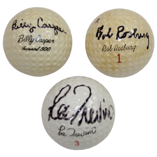 Billy Casper, Lee Trevino, & Bob Rosburg Signed Personal Logo Golf Balls JSA ALOA