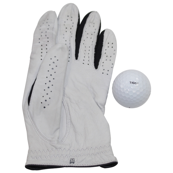 Tiger Woods Tournament Used Nike TW Left-Handed Golf Glove & Personal Marked Golf Ball