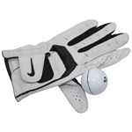 Tiger Woods Tournament Used Nike TW Left-Handed Golf Glove & Personal Marked Golf Ball