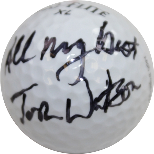 Tom Watson Signed Top-Flite XL Logo Golf Ball with All My Best JSA ALOA