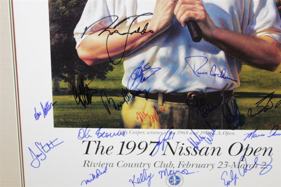 Casper, Sutton, Crenshaw, & others Signed 1997 Nissan Open Matted Poster JSA ALOA