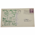 Bobby Jones Signed 1933 Augusta National GC First Day Green Ink Cover - Rare FULL JSA #BB90091