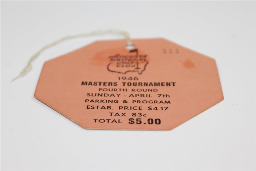 1946 Masters Tournament FINAL Rd Sunday Ticket #111 - Low Number