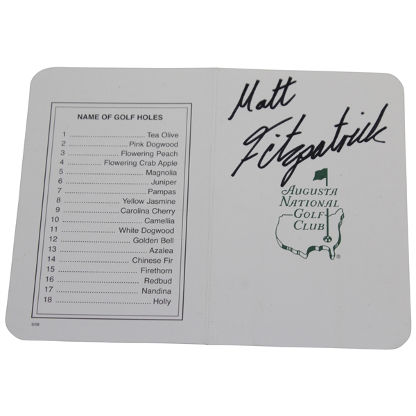 Matt Fitzpatrick Signed Augusta National Golf Club Scorecard JSA ALOA
