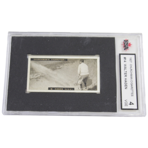 1927 Walter Hagen Famous Golfers Churchman Cigarettes KSA Slabbed Golf Card #14 - VGE4