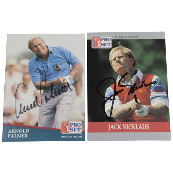 Arnold Palmer & Jack Nicklaus Signed Senior PGA Tour Pro-Set Golf Cards JSA ALOA