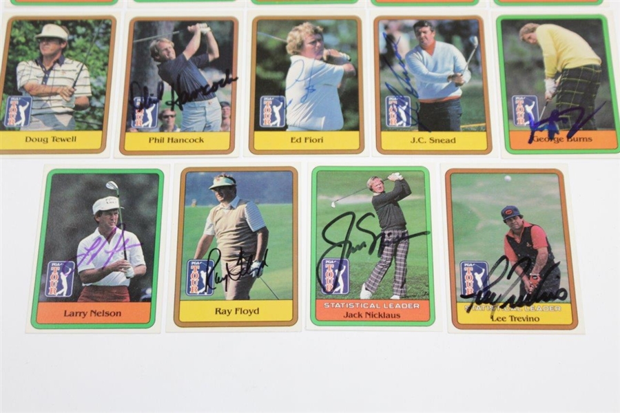 Nicklaus, Floyd, Trevino, & 11 others Signed 1980 PGA Tour Golf Cards JSA ALOA