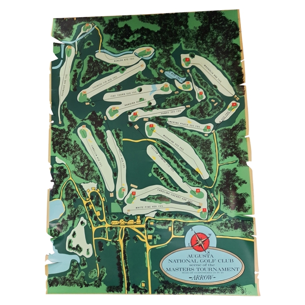 Original 1966 Augusta National Golf Club Scene of the Masters Tournament Aerial Layout Advertising