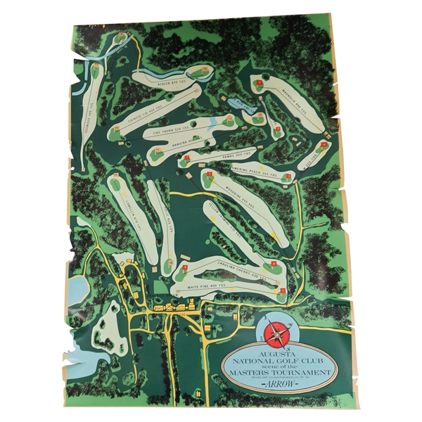 Original 1966 Augusta National Golf Club 'Scene of the Masters Tournament' Aerial Layout Advertising