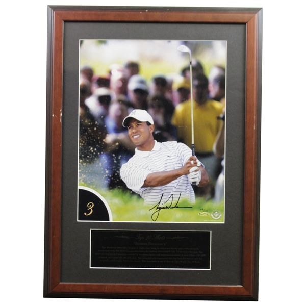 Tiger Woods Signed Ltd Ed 14/100 'Top Ten Shots' UDA Photo 3 - Bunker Brilliance - Framed BAJ34931