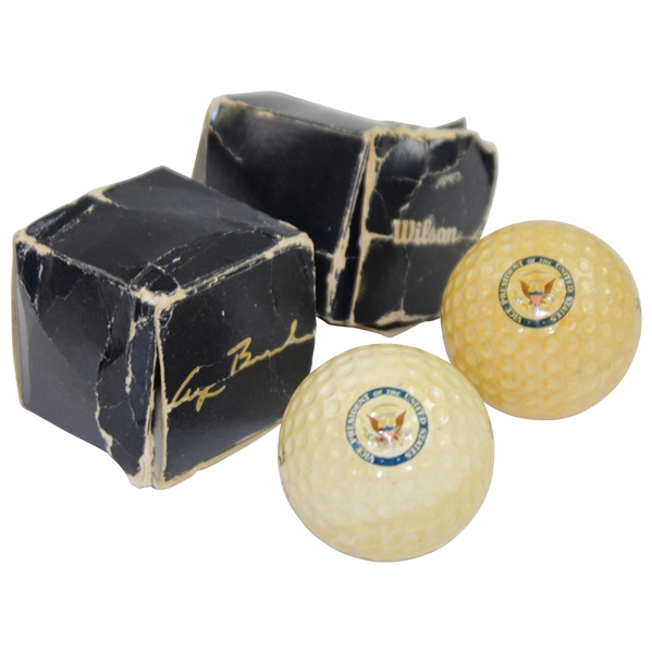 Two George Bush Vice President of The United States Logo Golf Balls with Original Box