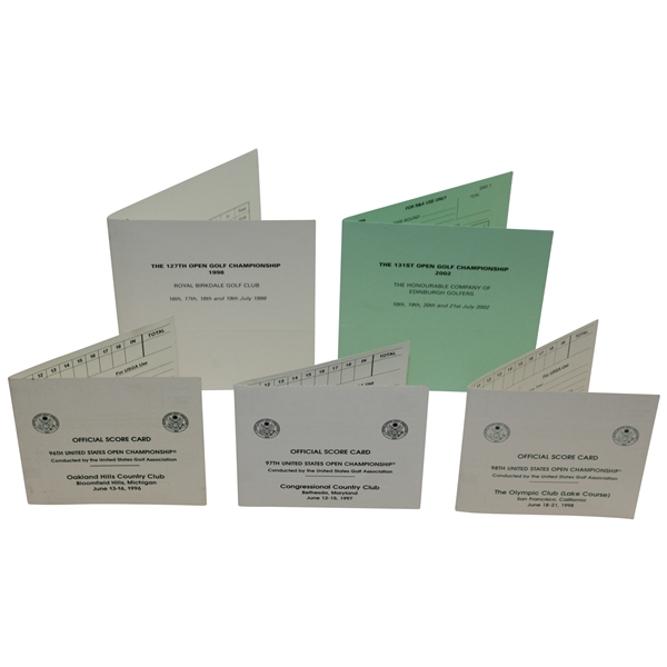 Official Scorecards from The OPEN (1998 & 2002) & US Open (1996-1998) Championships