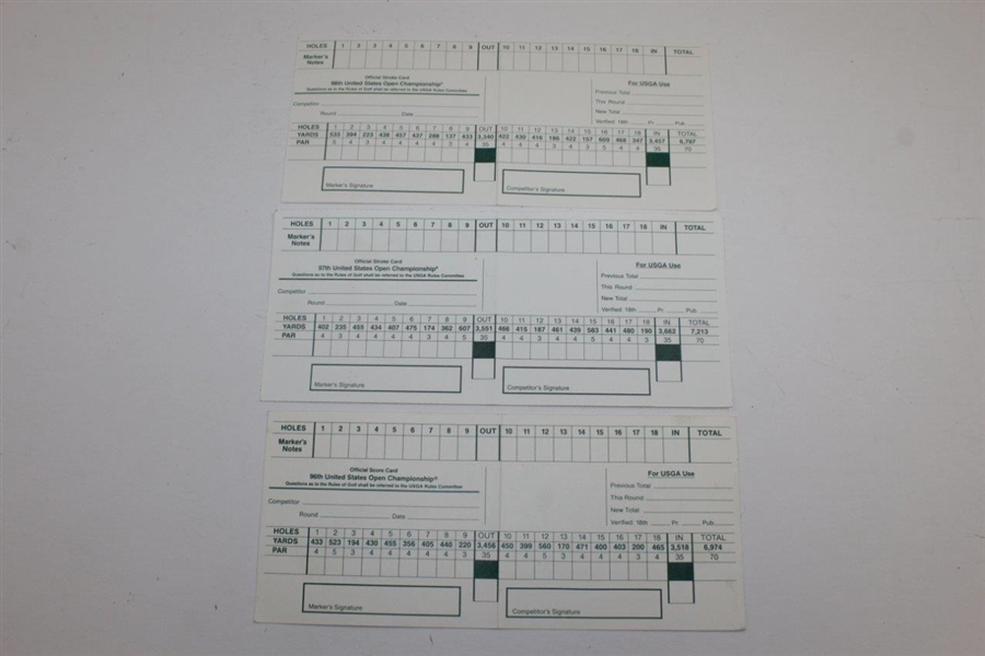 Official Scorecards from The OPEN (1998 & 2002) & US Open (1996-1998) Championships