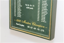 1992 Augusta National Golf Club 56th Playing of Masters Wood Plaque - Fred Couples Winner