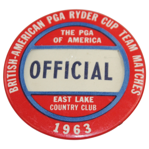 1963 Ryder Cup at East Lake Country Club Official Badge