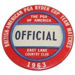 1963 Ryder Cup at East Lake Country Club Official Badge
