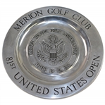 1981 US Open at Merion Golf Club USGA Crest Pewter Plate