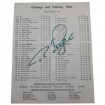 Bernhard Langer Signed 1985 Masters Sunday Pairing Sheet JSA ALOA