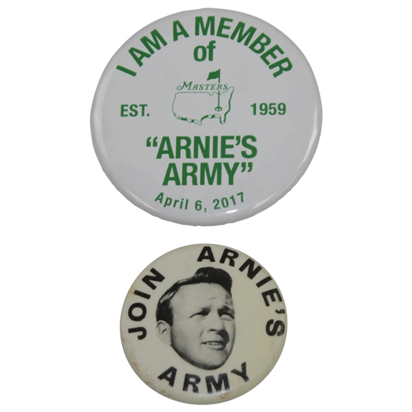 Two Arnies Army Pins - Join Arnies Army & I Am A Member of Arnies Army Masters Commemorative