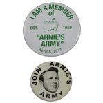 Two Arnies Army Pins - Join Arnies Army & I Am A Member of Arnies Army Masters Commemorative