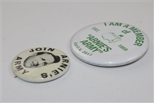 Two Arnie's Army Pins - 'Join Arnie's Army' & 'I Am A Member of Arnie's Army' Masters Commemorative