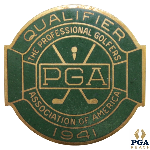 1941 PGA Championship at Cherry Hills CC Contestant Badge - Vic Ghezzi Winner
