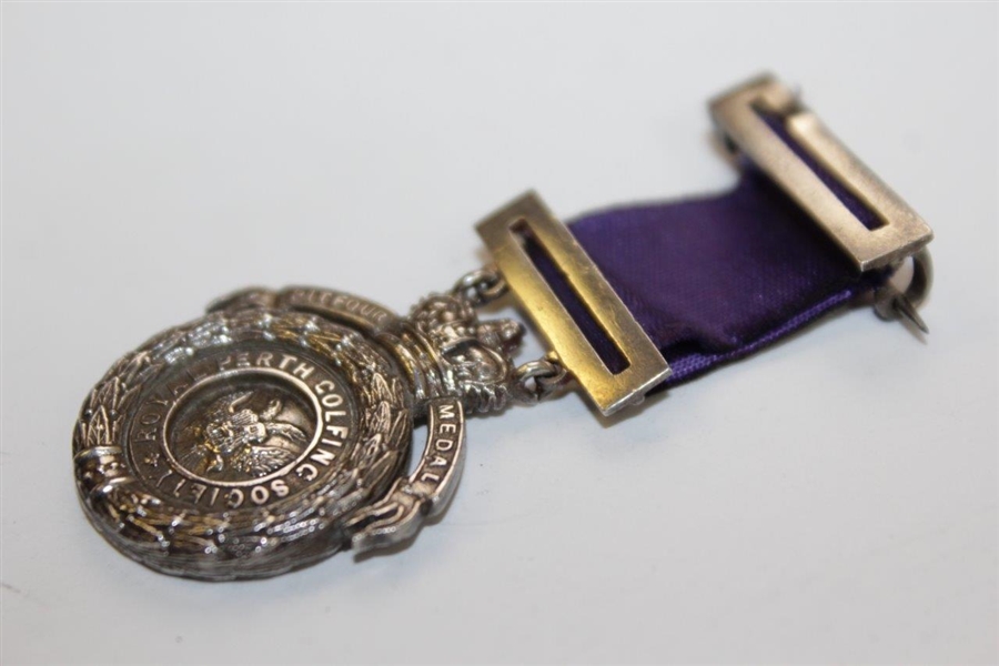 Vintage 1927 Sterling Silver Royal Perth Pitfour Medal with Ribbon & Bar