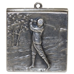 Vintage Sterling Silver Stamp Box with Golfer on the Links Depiction