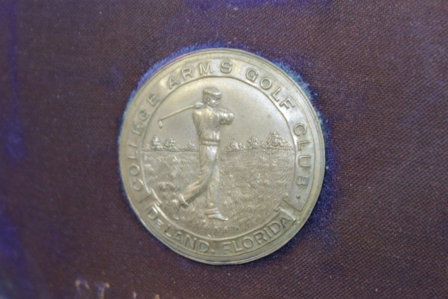 Unique 1916 College Arms Golf Club Valentine's Day Award Medal with Heart Shaped Blue Velvet Backing