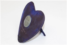 Unique 1916 College Arms Golf Club Valentine's Day Award Medal with Heart Shaped Blue Velvet Backing