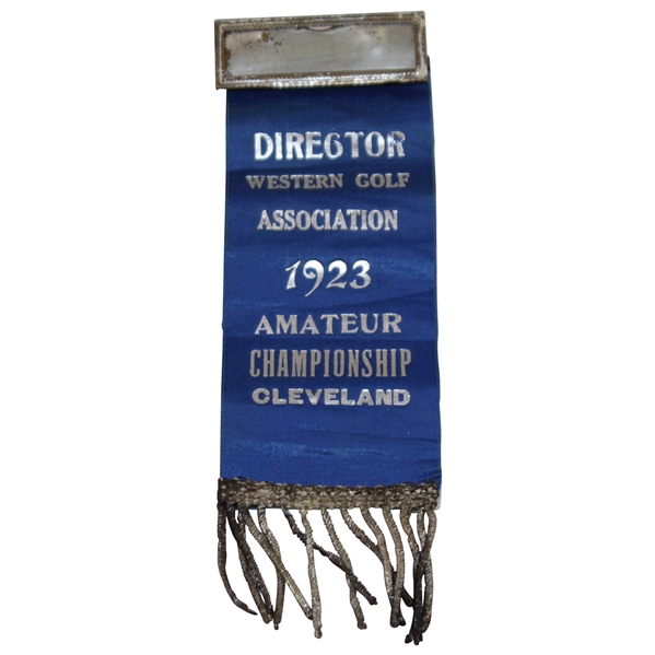 1923 Western Amateur Golf Championship Directors Ribbon - Chick Evans 8th & Final Western Am Win