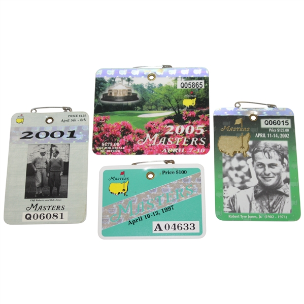 1997, 2001, 2002, & 2005 Masters Tournament SERIES Badge - Tiger Wins Victories